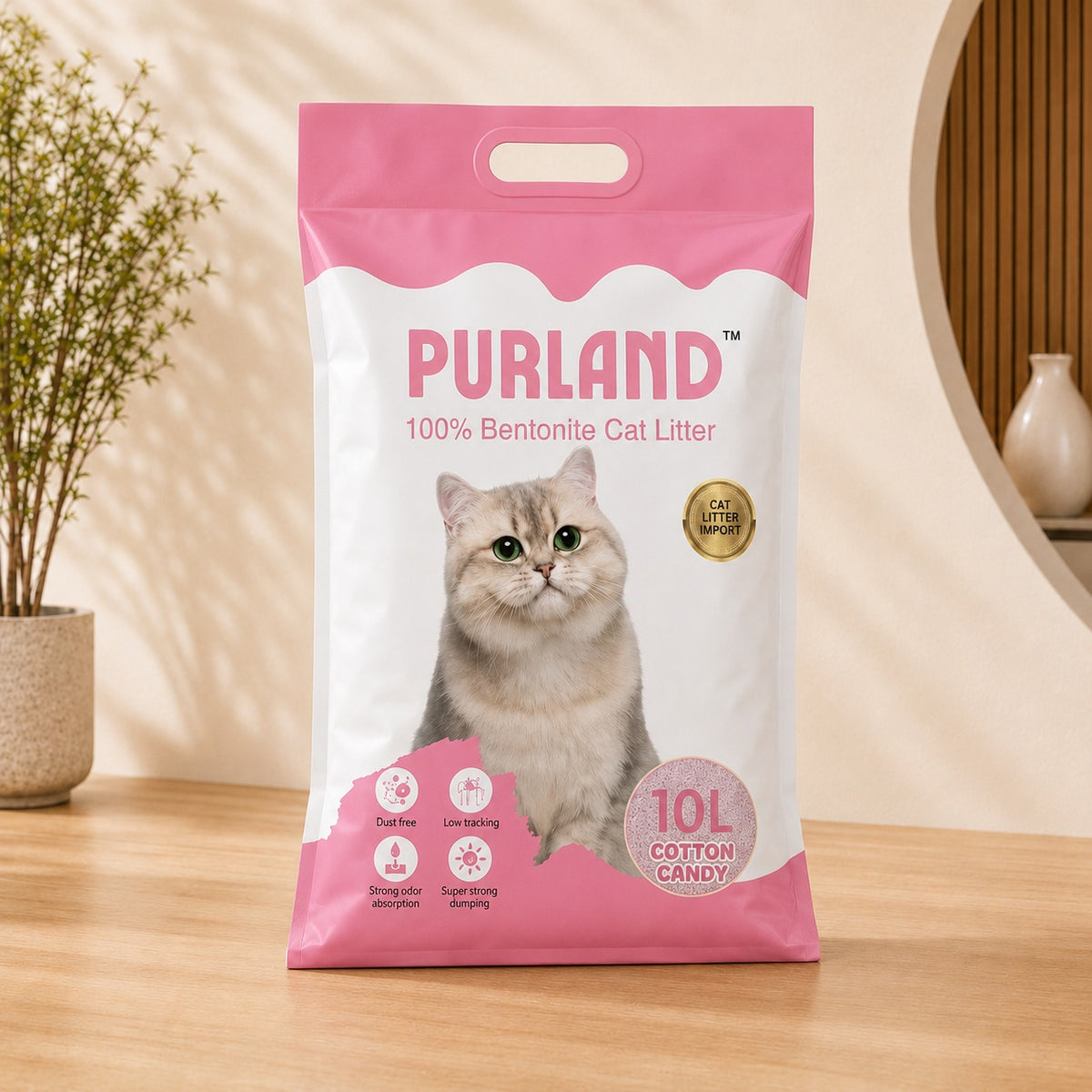 Arena sanitaria para gato Purland aroma algodón de azúcar