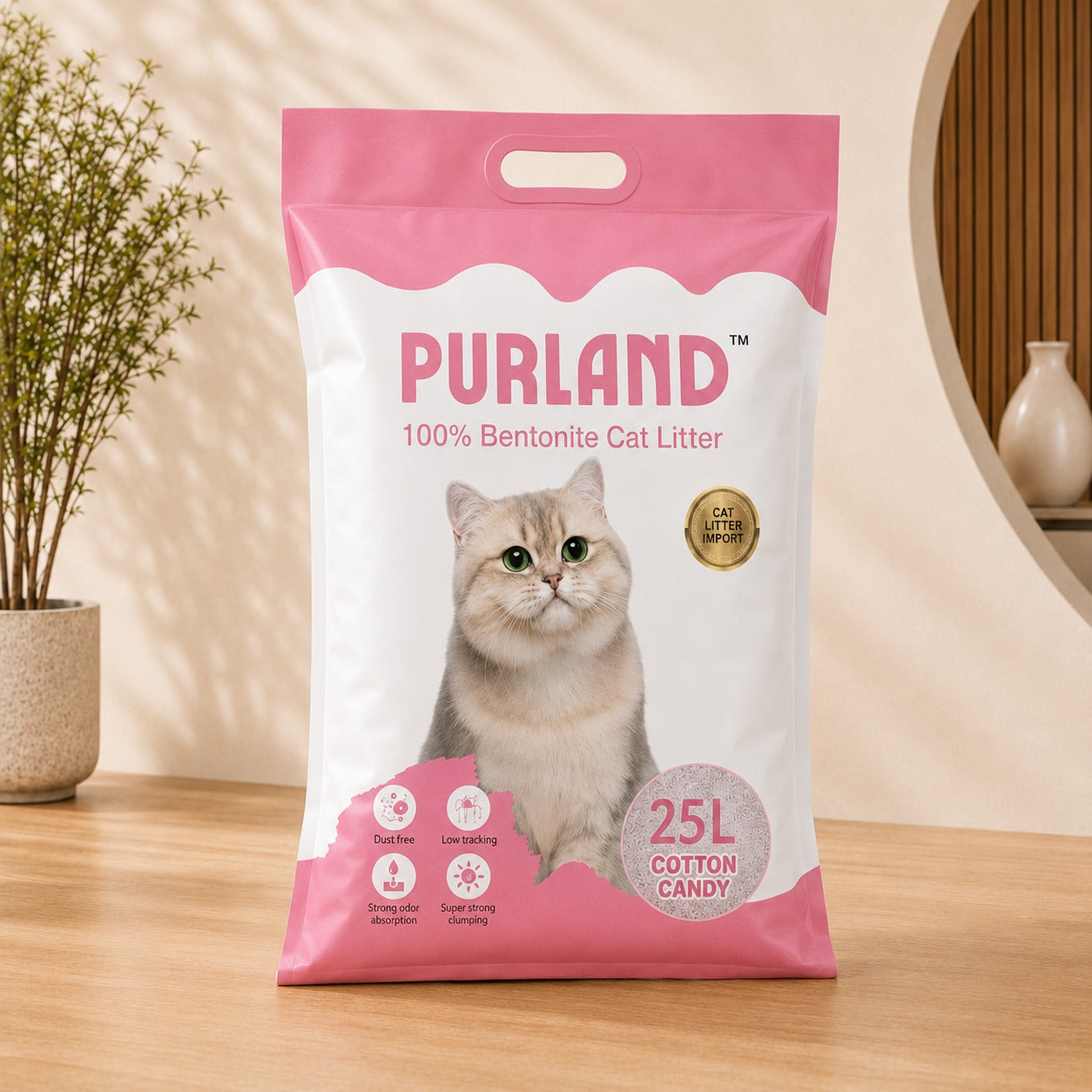 Arena sanitaria para gato Purland aroma algodón de azúcar