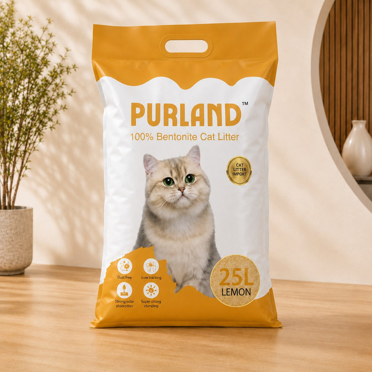Arena sanitaria para gato Purland aroma limón