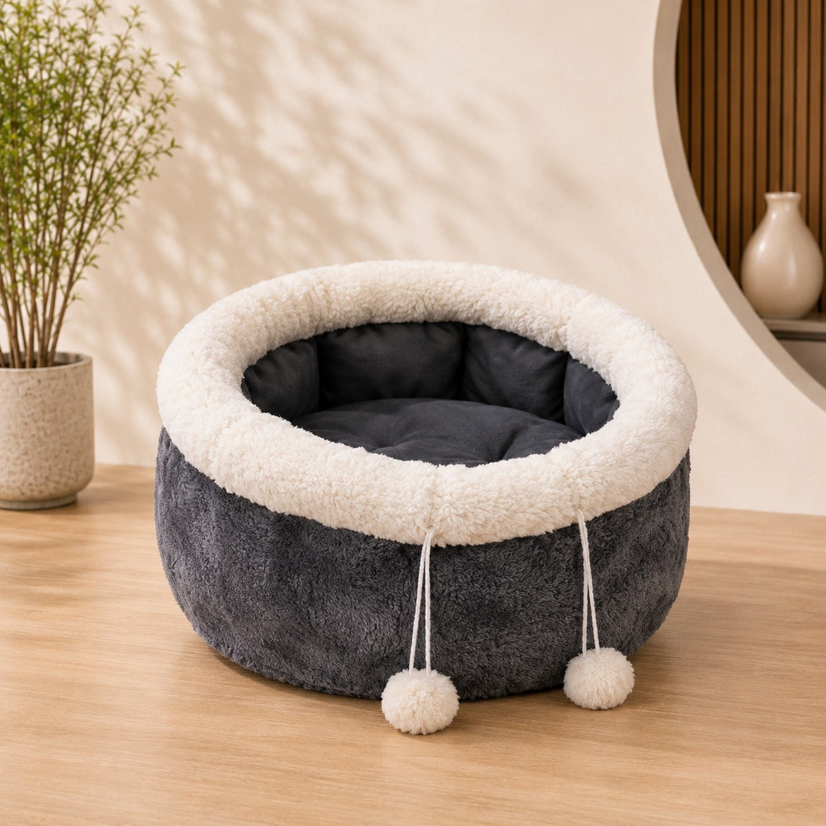 Cama redonda tipo nido para gatos