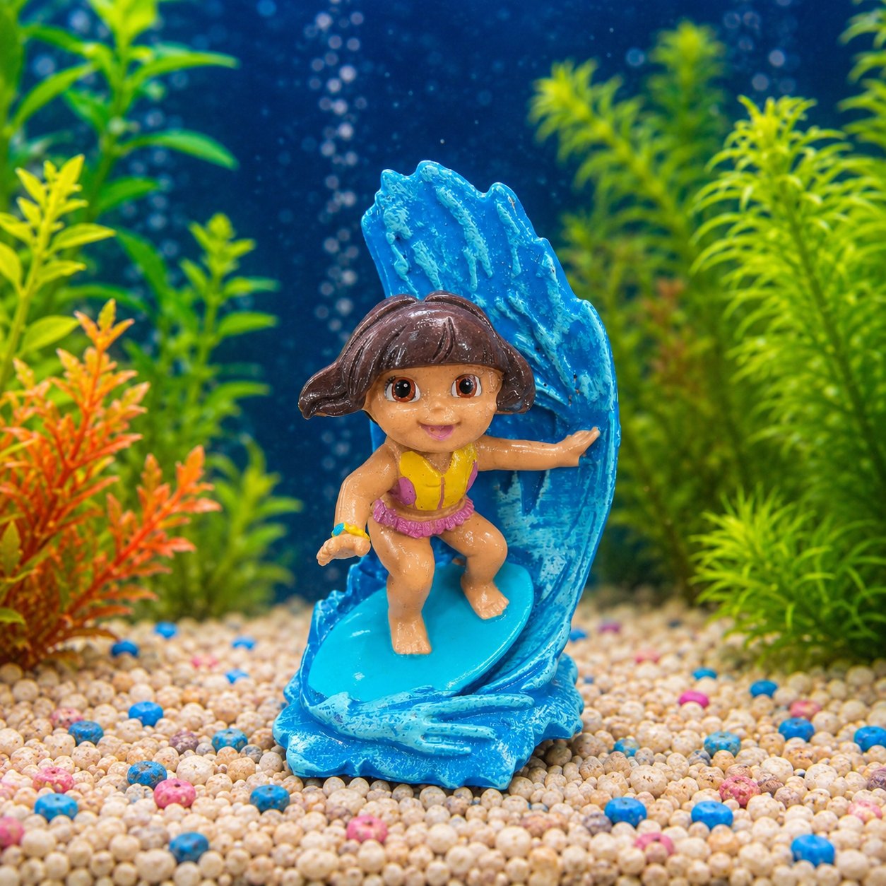 Decoración para pecera Dora surfista
