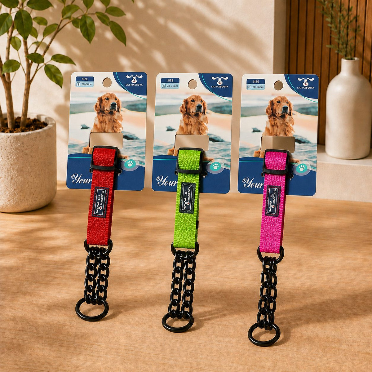 Collar regulable con cadena para perros