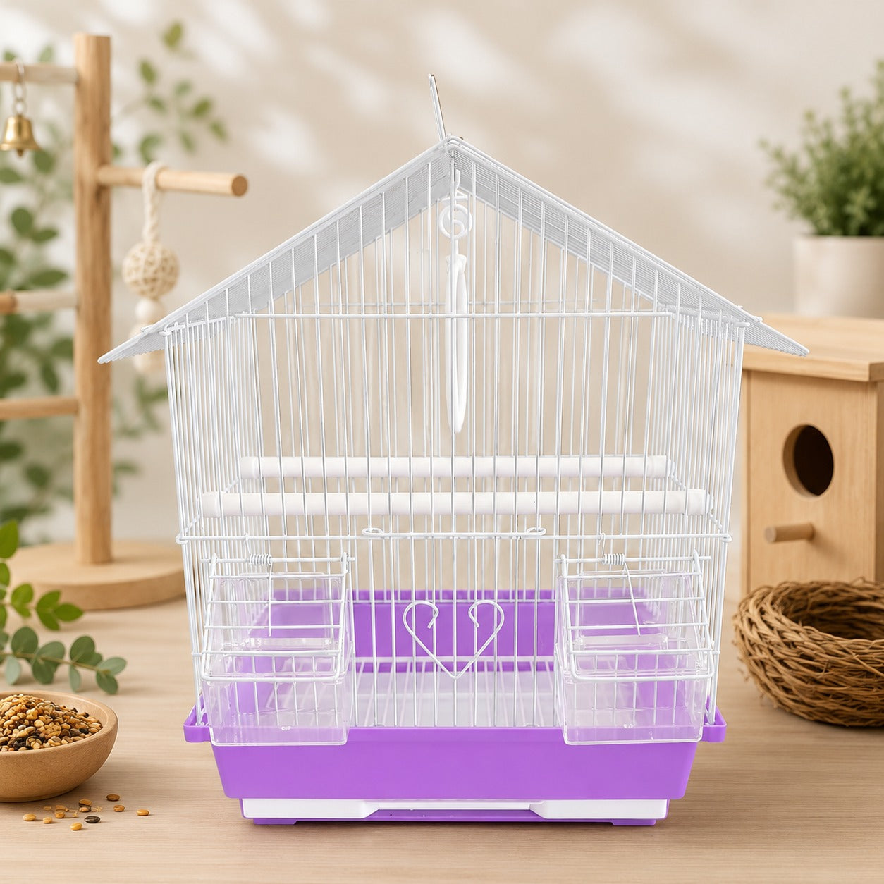Jaula para aves con base desmontable