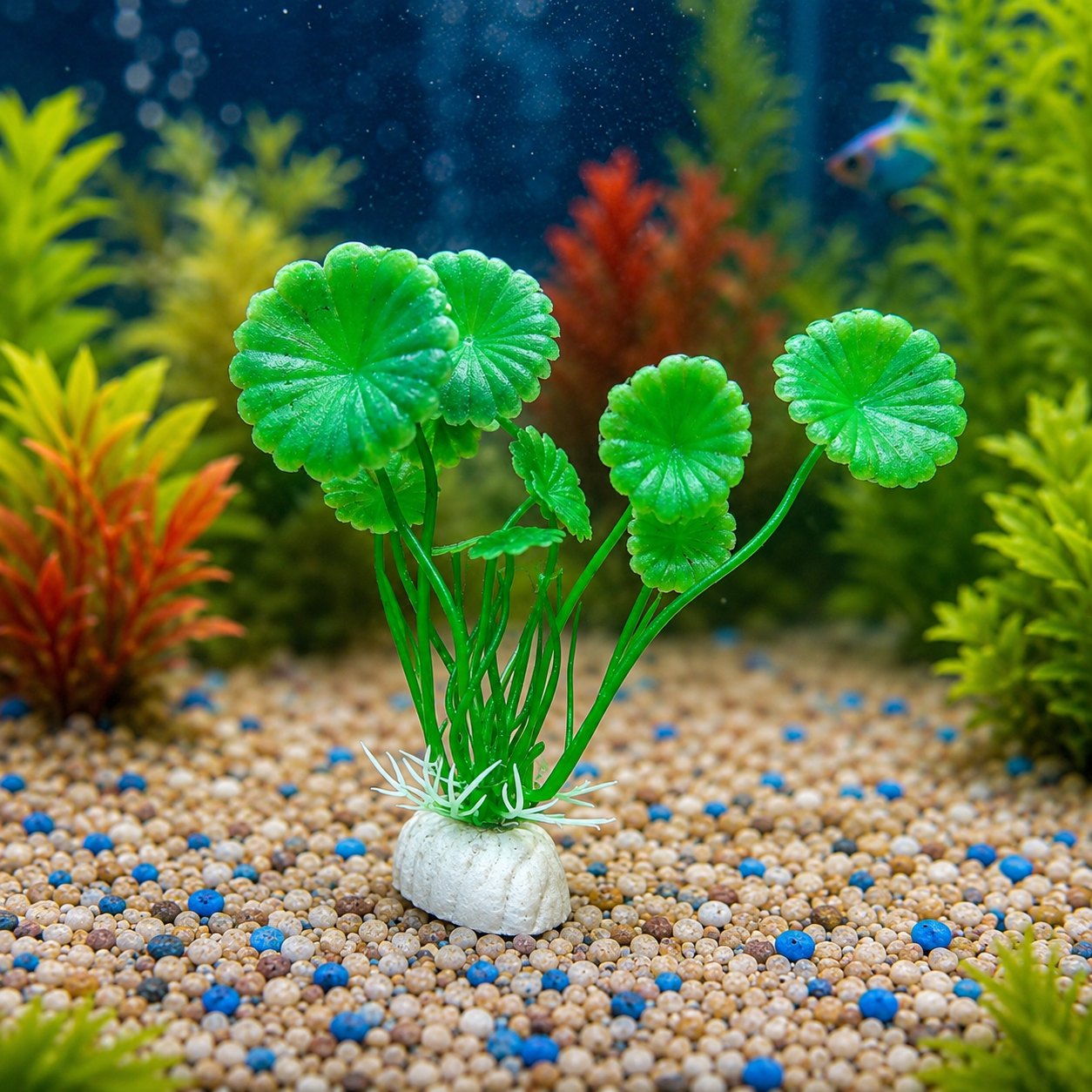 Planta artificial decorativa para pecera