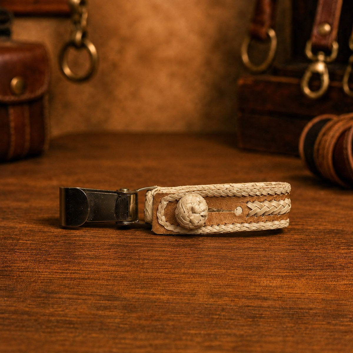 Llavero de suela y cuero crudo E2