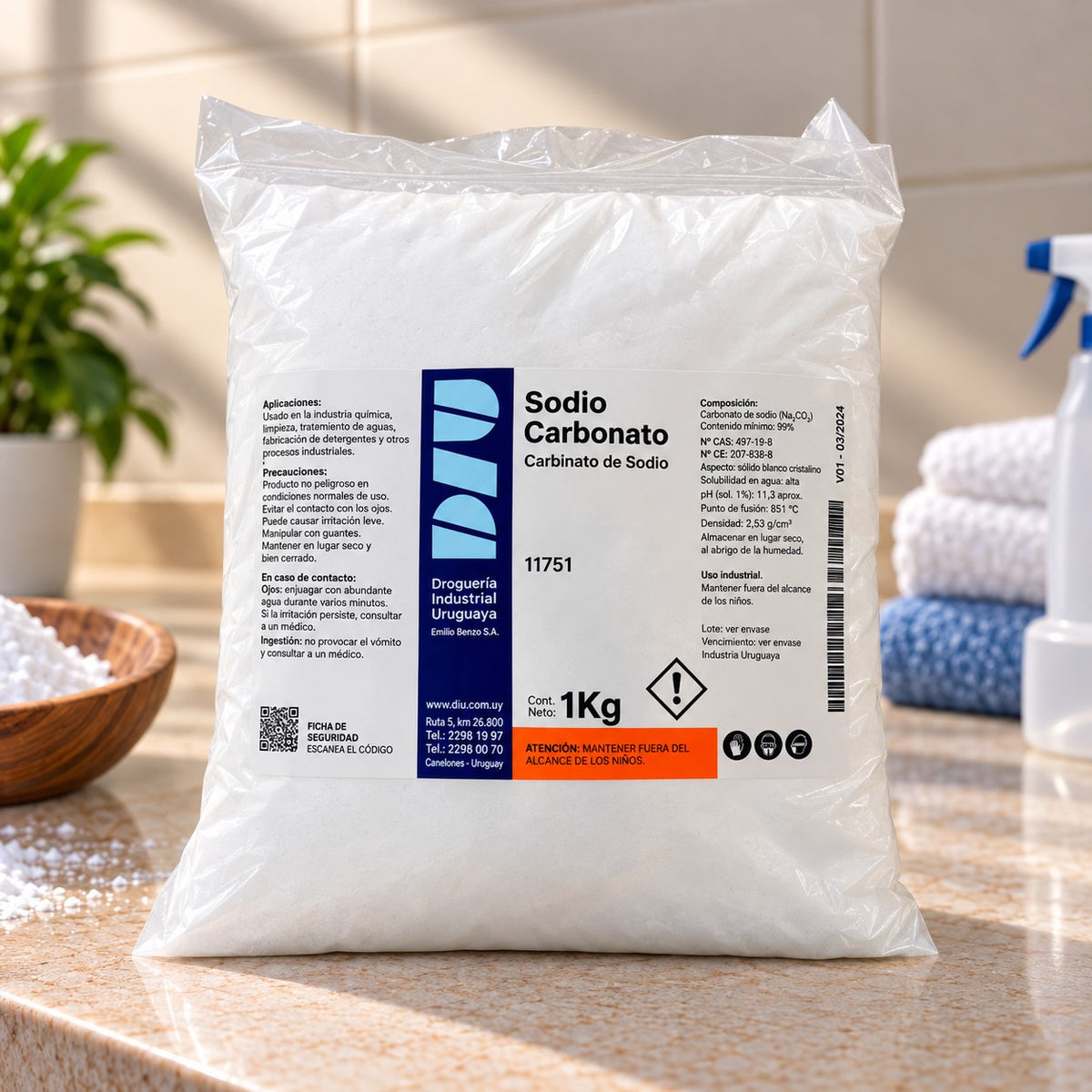 Carbonato de Sodio – Ceniza de Soda DIU – 1 kg